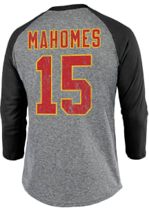 Patrick Mahomes Kansas City Chiefs Grey Primary Name And Number Long Sleeve Player T Shirt