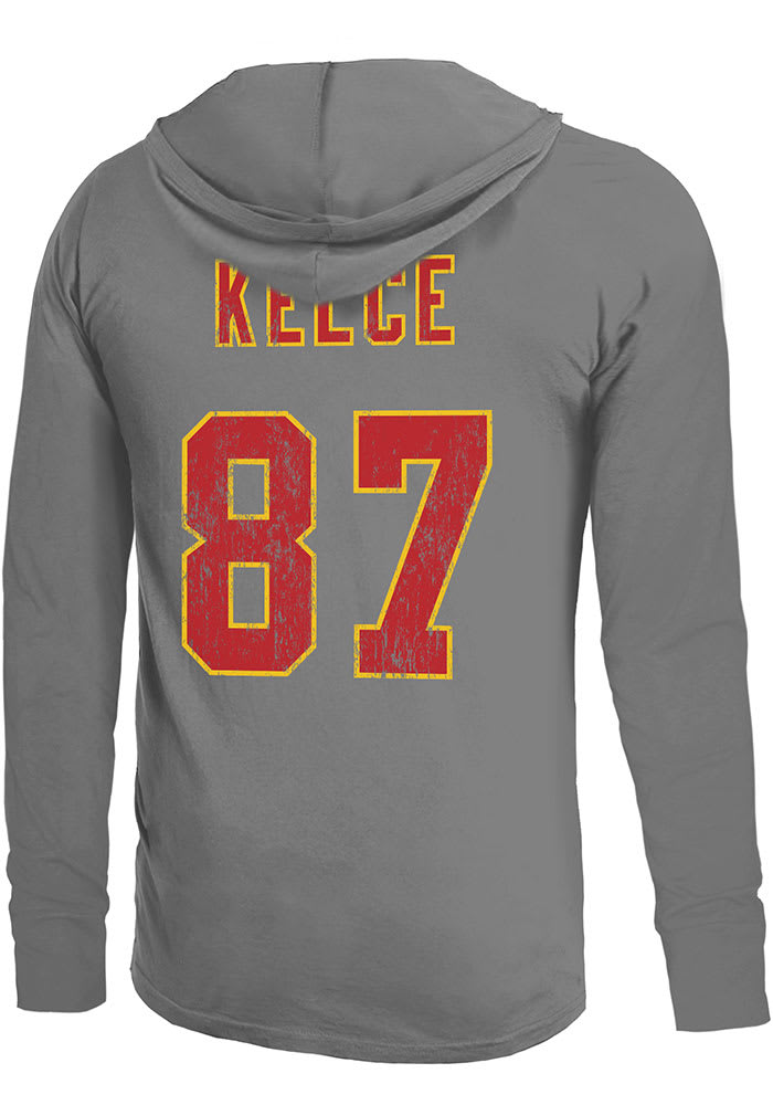 Travis Kelce Kansas City Chiefs Mens Grey Primary Name And Number Player Hood