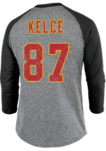 Travis Kelce Kansas City Chiefs Grey Primary Name And Number Long Sleeve Player T Shirt