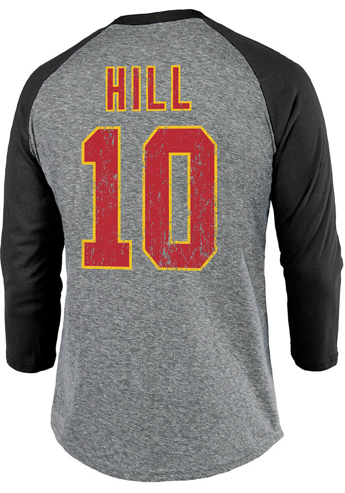 Tyreek Hill Kansas City Chiefs Grey Primary Name And Number Long Sleeve Player T Shirt