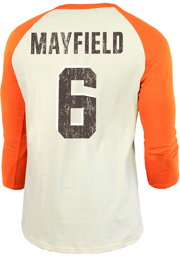 Baker Mayfield Cleveland Browns Orange Primary Name And Number Long Sleeve Player T Shirt