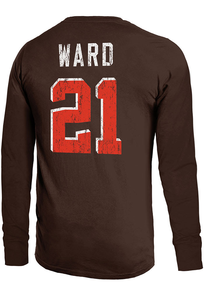 Denzel Ward Cleveland Browns Brown Primary Name And Number Long Sleeve Player T Shirt