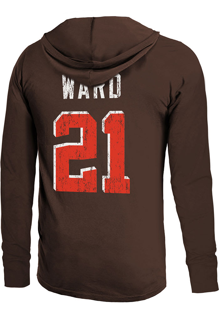 Denzel Ward Cleveland Browns Mens Brown Primary Name And Number Player Hood