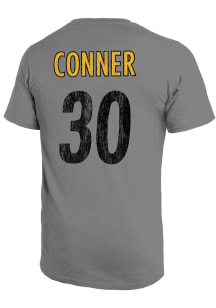 James Conner Pittsburgh Steelers Grey Primary Name And Number Short Sleeve Fashion Player T Shir..