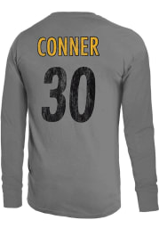 James Conner Pittsburgh Steelers Grey Primary Name And Number Long Sleeve Player T Shirt