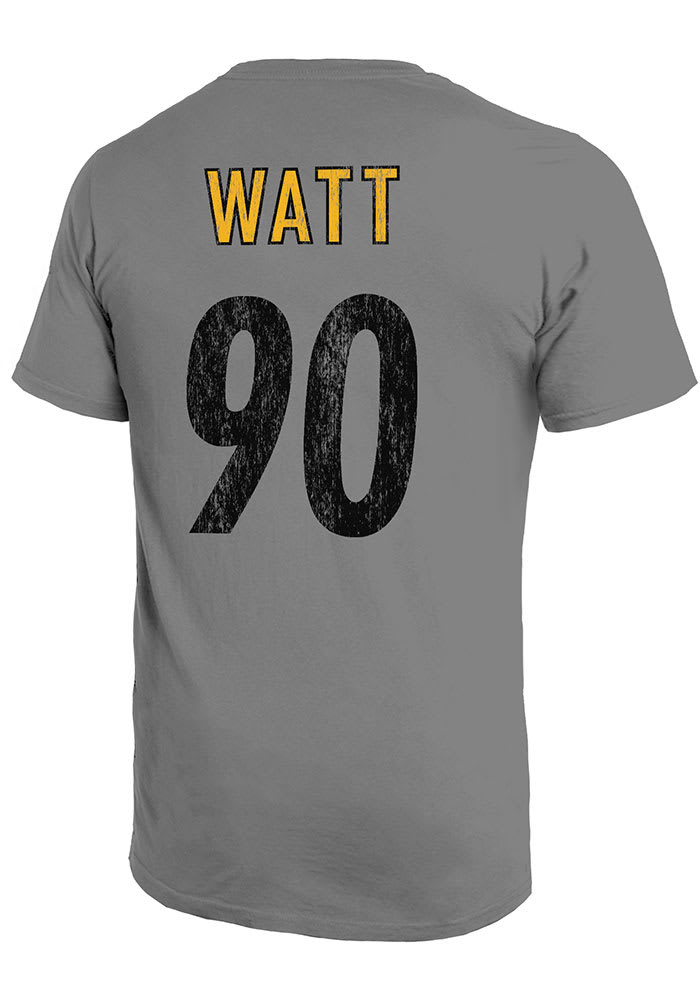 TJ Watt Pittsburgh Steelers Grey Primary Name And Number Short Sleeve Fashion Player T Shirt