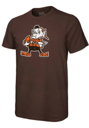Brownie # Cleveland Browns Brown Majestic Threads Retro Primary Short Sleeve Fashion T Shirt