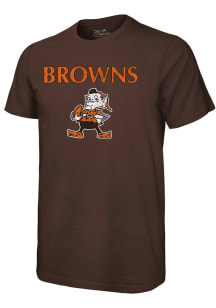 Brownie  Cleveland Browns Brown Majestic Threads Wordmark Over Retro Short Sleeve Fashion T Shir..