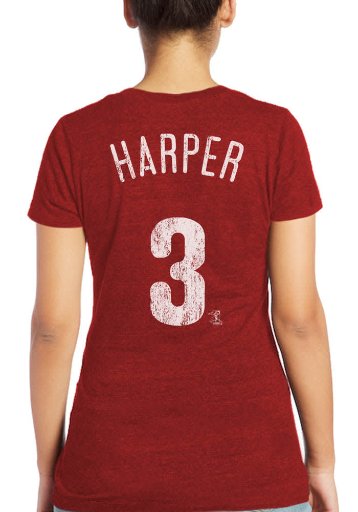 Bryce Harper Philadelphia Phillies Womens Red Name and Number Triblend Player T-Shirt