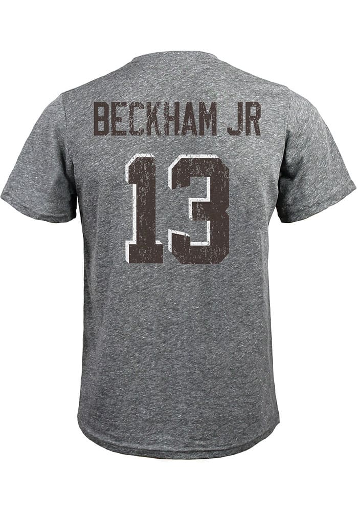 Odell Beckham Jr Cleveland Browns Grey Name And Number Short Sleeve Fashion Player T Shirt