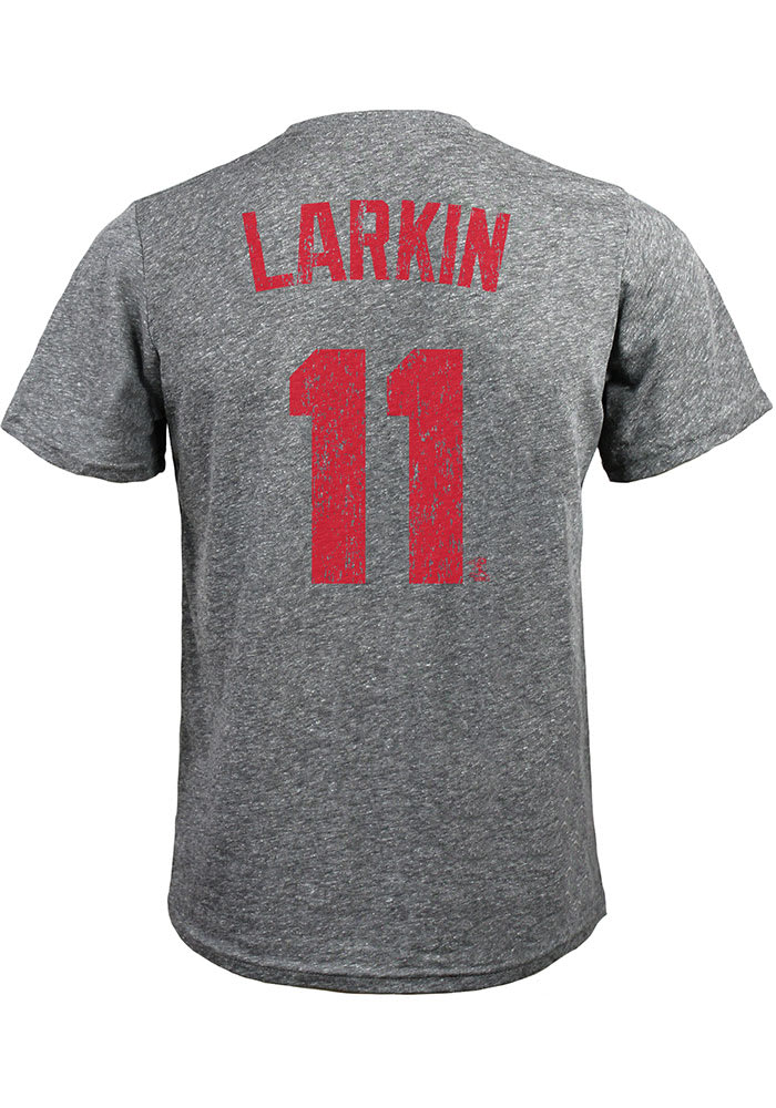 Barry Larkin Cincinnati Reds Grey Road Jersey Short Sleeve Fashion Player T Shirt