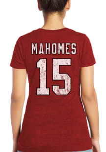 Patrick Mahomes Kansas City Chiefs Womens Red Name and Number Triblend Player T-Shirt