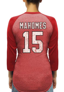 Patrick Mahomes Kansas City Chiefs Womens Red Name and Number Triblend Long Sleeve Player T Shir..