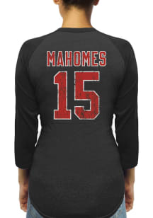 Patrick Mahomes Kansas City Chiefs Womens Black Name and Number Raglan Long Sleeve Player T Shir..