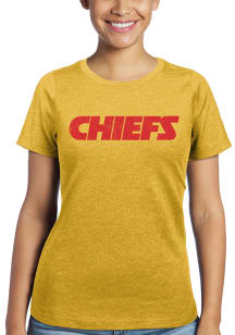Kansas City Chiefs Womens Yellow Triblend Crew Short Sleeve T-Shirt