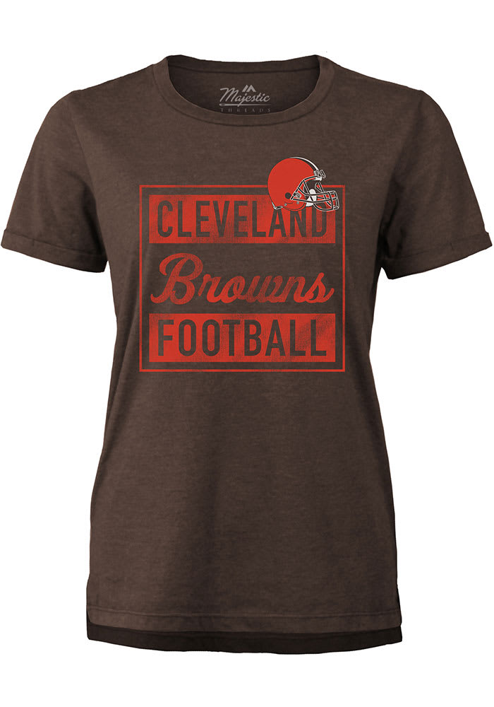 Cleveland Browns Womens Brown Square Script Boyfriend Short Sleeve T-Shirt