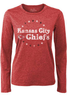 Kansas City Chiefs Womens Red Boyfriend Stars LS Tee