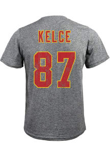 Travis Kelce Kansas City Chiefs Grey Name And Number Short Sleeve Fashion Player T Shirt