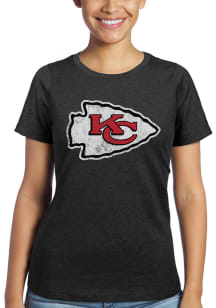 Kansas City Chiefs Womens Black Triblend Crew Short Sleeve T-Shirt