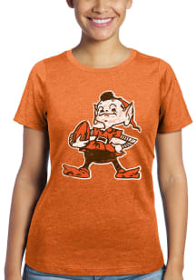 Brownie  Majestic Threads Cleveland Browns Womens Orange Triblend Crew Short Sleeve T-Shirt