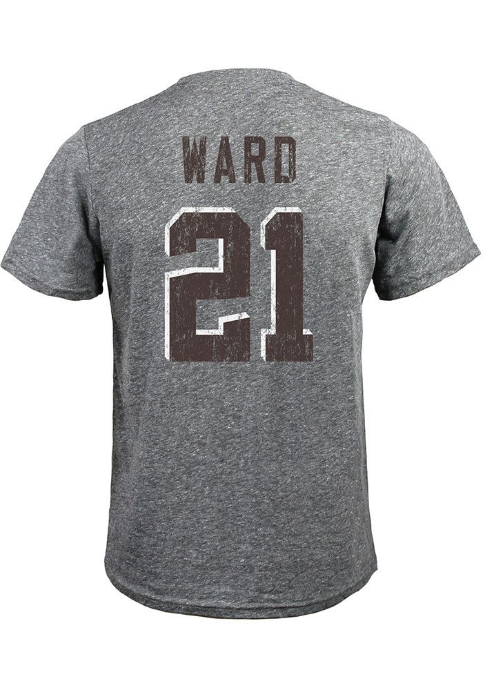 Denzel Ward Cleveland Browns Grey Name And Number Short Sleeve Fashion Player T Shirt