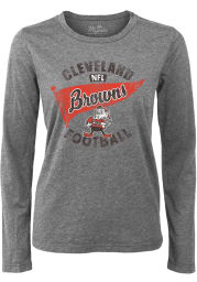 Brownie Majestic Threads Cleveland Browns Womens Grey Boyfriend Flag LS Tee