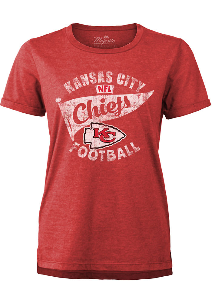 Kansas City Chiefs Womens Red Flag Boyfriend Short Sleeve T-Shirt