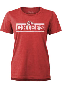 Kansas City Chiefs Womens Red Lines Boyfriend Short Sleeve T-Shirt
