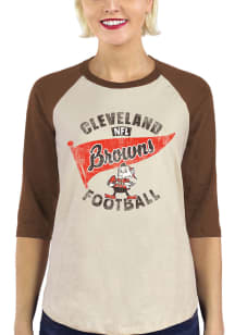 Brownie  Majestic Threads Cleveland Browns Womens Brown Flag LS Tee