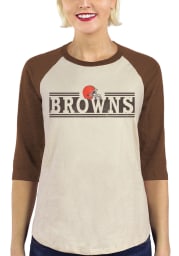 Cleveland Browns Womens Brown Lines LS Tee