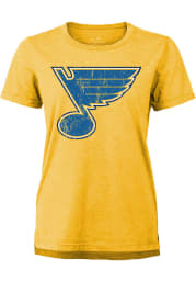 St Louis Blues Womens Gold Triblend Crew Neck Short Sleeve T-Shirt