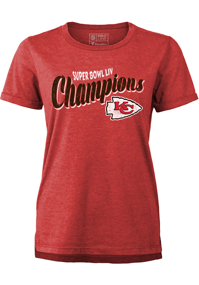 Kansas City Chiefs Womens Red Super Bowl LIV Champions Short Sleeve T-Shirt