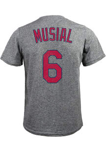 Stan Musial St Louis Cardinals Grey Name and Number Short Sleeve Fashion Player T Shirt
