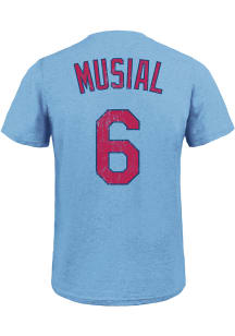 Stan Musial St Louis Cardinals Light Blue Name and Number Short Sleeve Fashion Player T Shirt