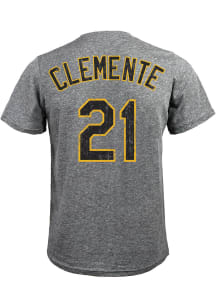 Roberto Clemente Pittsburgh Pirates Grey Name and Number Short Sleeve Fashion Player T Shirt