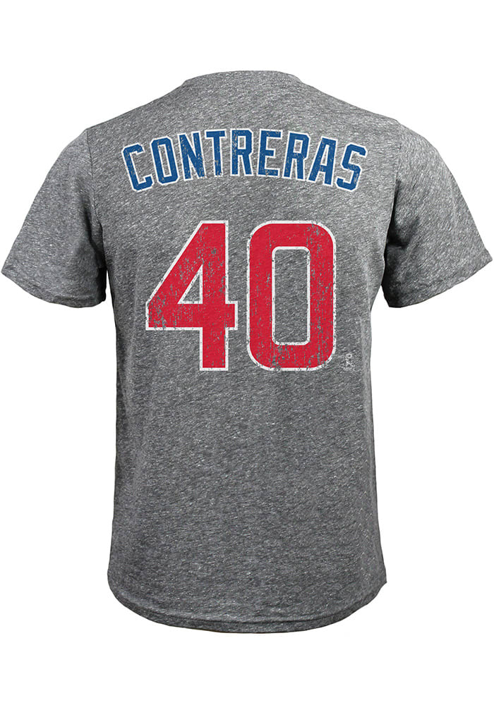 Willson Contreras Chicago Cubs Grey Name and Number Short Sleeve Fashion T Shirt