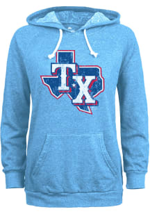 Texas Rangers Womens Light Blue Triblend Hooded Sweatshirt