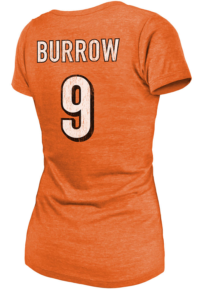 Joe Burrow Cincinnati Bengals Womens Orange Triblend Player T-Shirt