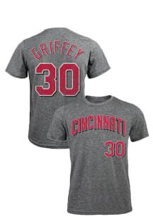 Ken Griffey Jr. Cincinnati Reds Grey Distressed Short Sleeve Fashion Player T Shirt