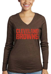 Cleveland Browns Womens Brown Triblend LS Tee