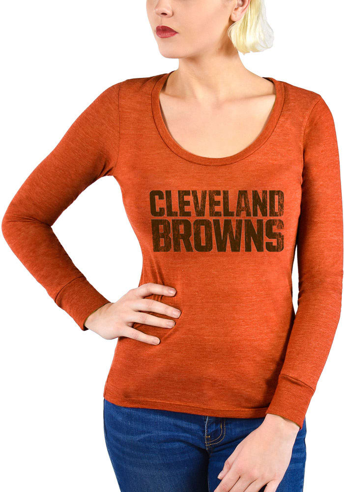 Cleveland Browns Womens Orange Triblend LS Tee
