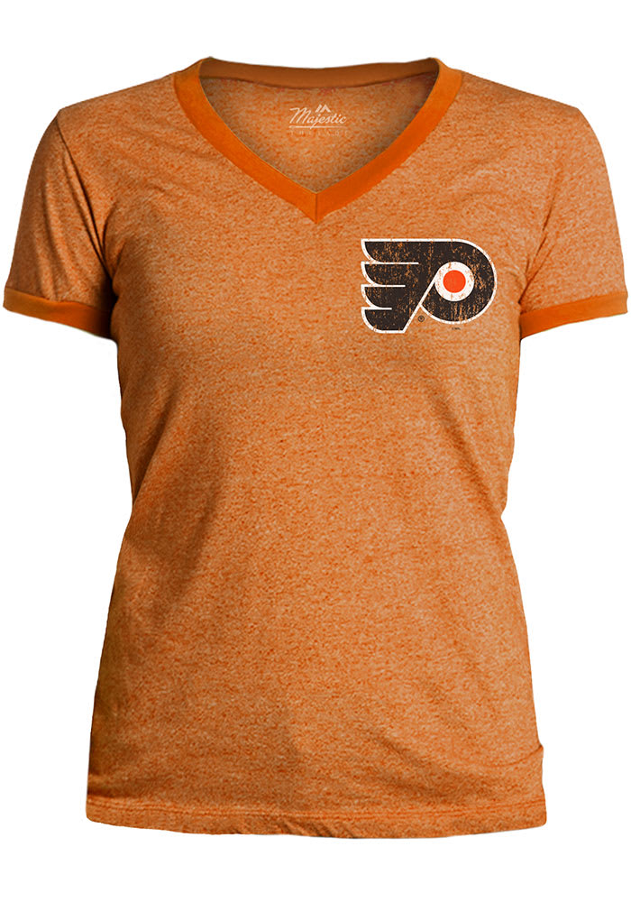 Philadelphia Flyers Womens Orange Ringer Short Sleeve T-Shirt