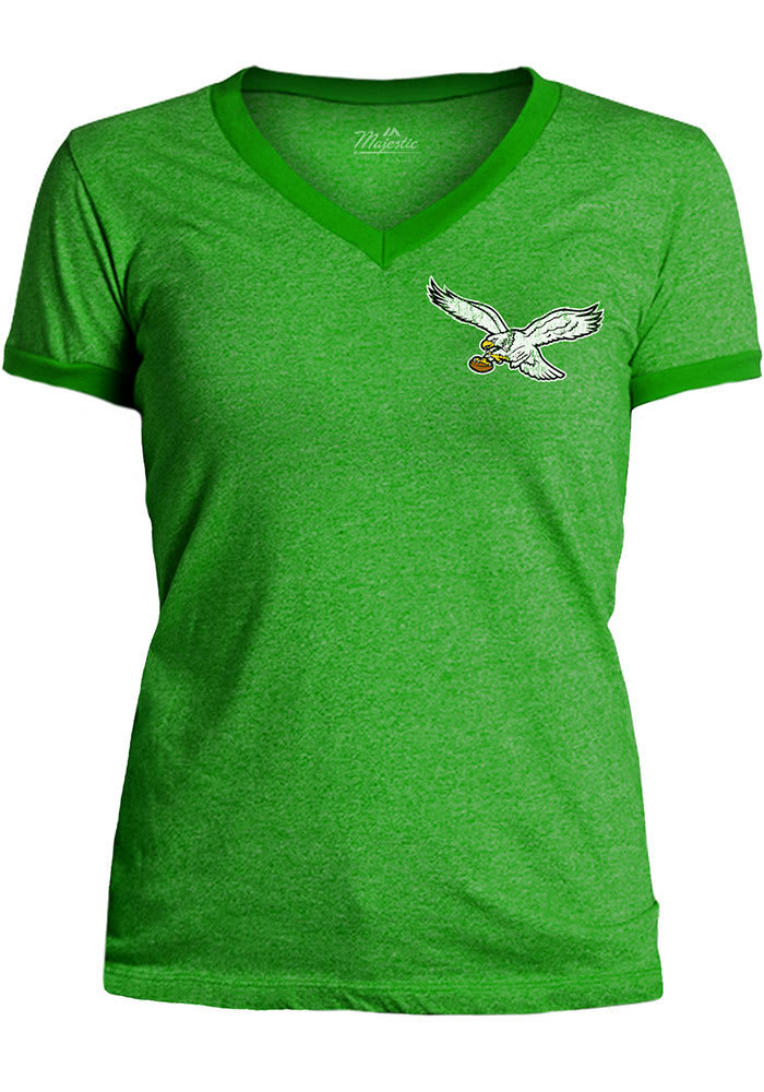 Philadelphia Eagles Womens Kelly Green Ringer Short Sleeve T-Shirt