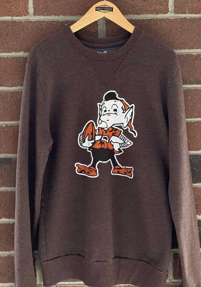 Brownie Majestic Threads Cleveland Browns Mens Brown Brownie Long Sleeve Fashion Sweatshirt