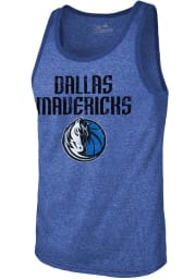Dallas Mavericks Mens Blue Wordmark Over Logo Short Sleeve Tank Top