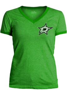 Dallas Stars Womens Kelly Green Ringer Short Sleeve T-Shirt