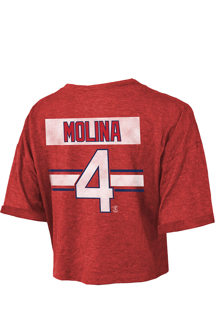 Yadier Molina St Louis Cardinals Womens Red Hard Hit Player T-Shirt