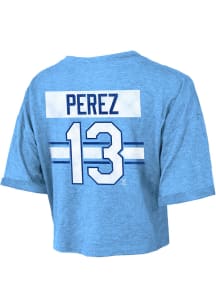 Salvador Perez Kansas City Royals Womens Light Blue Hard Hit Player T-Shirt