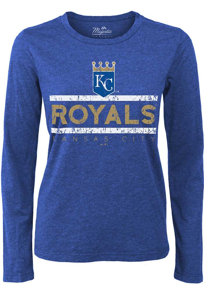 New Era Kansas City Royals Blue Energy Brushed Cotton Long Sleeve T Shirt, Blue, 50% Cotton / 50% POLYESTER, Size 2XL, Rally House