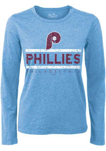 Philadelphia Phillies Womens Light Blue Boyfriend LS Tee
